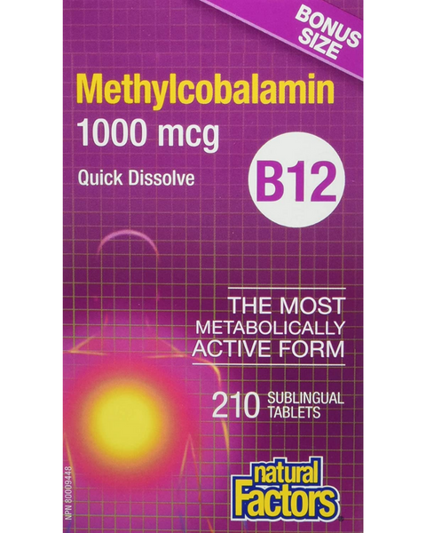 Natural Factors - Vitamin B12 - Methylcobalamin 1000 mcg - Sublingual Tablets
