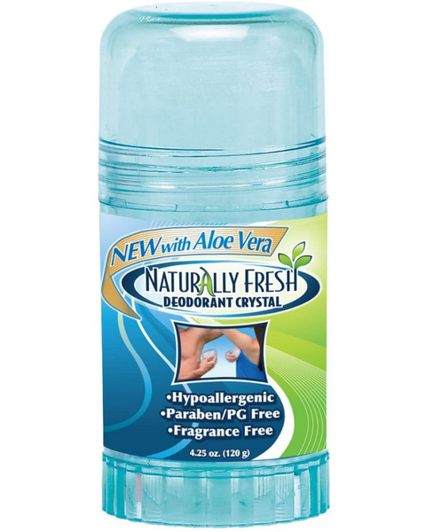This extremely effective and economical deodorant crystal stick is packaged in an attractive blue colored plastic twist-up container for ease of application. 100% pure and natural, hypoallergenic, 24 hour protection, not-staining and lasts up to one year. Highly recommended by doctors- oncologists, dermatologists, and allergists.
