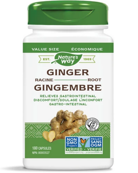 ﻿Nature's Way Ginger Root is traditionally used in Herbal Medicine to help relieve digestive upset including lack of appetite, nausea, digestive spasms, indigestion, dyspepsia, and flatulent colic (carminative). Nature's Way Ginger Root is Vegetarian, TRU-ID certified and non-GMO Project verified.