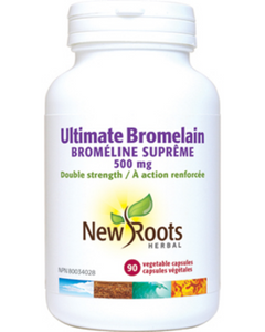 New Roots Ultimate Bromelain enzyme supplement has a high activity to aid in digestion.  Bromelain is found mostly in the stems of pineapples and is available through extraction as a dietary supplement.  What Is It? Bromelain is a group of proteolytic enzymes that are essential for digesting protein. Although most enzymes are considered to be poorly absorbed, the body can absorb significant amounts of bromelain. People who suffer from malabsorption usually use proteolytic-type enzymes to help with their ail