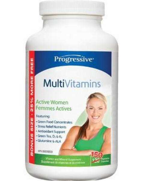 Progressive MultiVitamins for Active Women is designed for women on the go. Whether you exercise, work long hours, raise a family or any combination of the above, your body needs the support of an Active MultiVitamin formula.