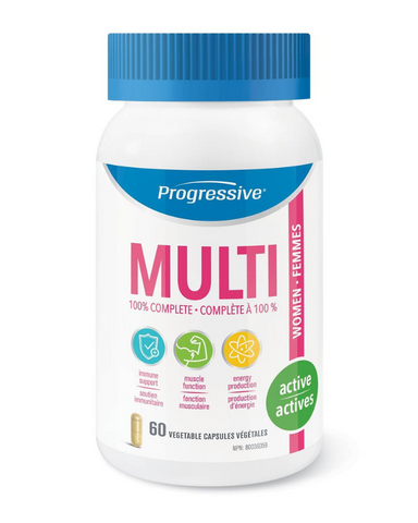 Progressive MultiVitamins for Active Women is designed for women on the go. Whether you exercise, work long hours, raise a family or any combination of the above, your body needs the support of an Active MultiVitamin formula.