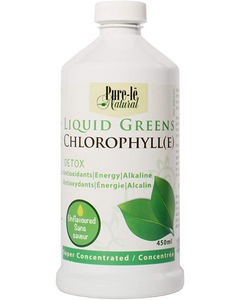 Pure-lē Natural Liquid Greens Chlorophyll is both food and healer. As a source of health, it has no equal. Chlorophyll’s action as a healer is nothing short of remarkable. Time after time it has proven itself to be gentle to the body while it is devastating to infections.  Chlorophyll has been observed to combat deep-lying infections, cleanse open wounds, relieve chronic sinus conditions, and exile common colds. Chlorophyll is able to help the body because of its great mineral content. It is high in organic