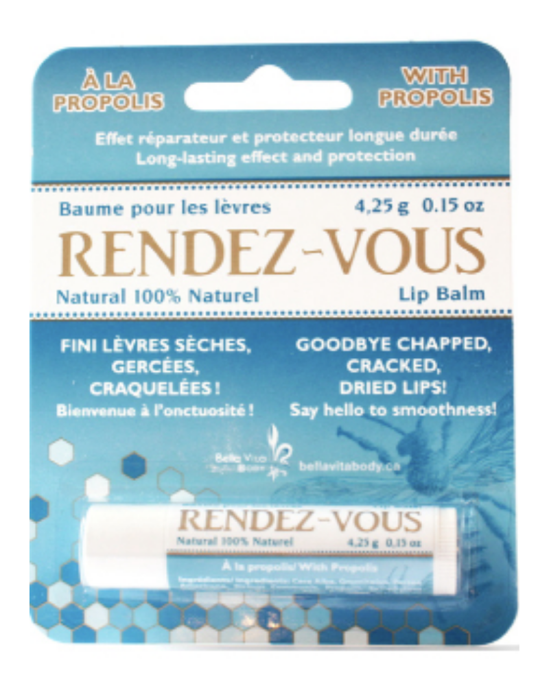 Bella Vita Rendez-vous Lip Balm from Bella Vita is the only lip balm you will ever need. Made with ingredient like propolis, comfrey, and castor oil Rendez-vous Lip Balm has long lasting healing, moisturizing effect and protection. Designed to restore chapped, cracked and dried lips Rendez-vous Lip Balm brings back elasticity, softness, and comfort for long lasting protection. Made with 100% natural ingredients Rendez-vous Lip Balm is perfect for under lipstick and/or gloss as with will not rub off easily.