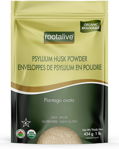 ﻿Rootalive Organic Pysllium Husk Powder is an excellent way to introduce more fibre into your diet due to its high fibre count in comparison to other grains. Psyllium husk is commonly used to help improve digestion and treat constipation or diarrhea. It is often the main ingredient in high fibre cereals, dietary fibre supplements and over-the-counter laxatives.