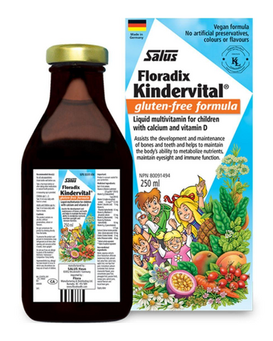 Kindervital® is a delicious fruity tonic children love. It contains vitamins A, B, C, D, and E, as well as key minerals, and is thoughtfully prepared in a pure food base of delicious fruit juices, aqueous herbal and vegetable extracts, maple syrup, honey, rosehip, and other nutritious extracts, as well as mild digestive herbs to support a healthy appetite.