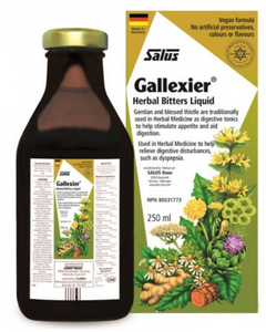 Are you sometimes struck by the tell-tale feelings of sluggishness and fullness after a particularly heavy meal? Embrace a time-tested European tradition and end your meals on a bitter note (the good kind!). This mildly bitter tonic is traditionally used to support healthy digestion. Gallexier® Herbal Bitters combines stimulating herbs and bitter food extracts to support digestion, including artichoke leaves, dandelion, turmeric root, gentian root, blessed thistle, and 7 other time-honored herbs. Its taste 