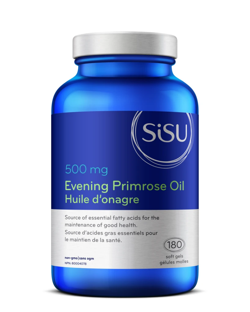 SISU Evening Primrose Oil is a source of essential fatty acids for the maintenance of good health.  Features:  High-potency, cold-pressed evening primrose seed oil Provides support against inflammation associated with arthritis Supports healing in skin conditions such as dermatitis and eczema Supports hormonal balance against symptoms of PMS including breast tenderness, headaches, cramping, and mood swings Prostaglandins are factors in immune function and reproduction