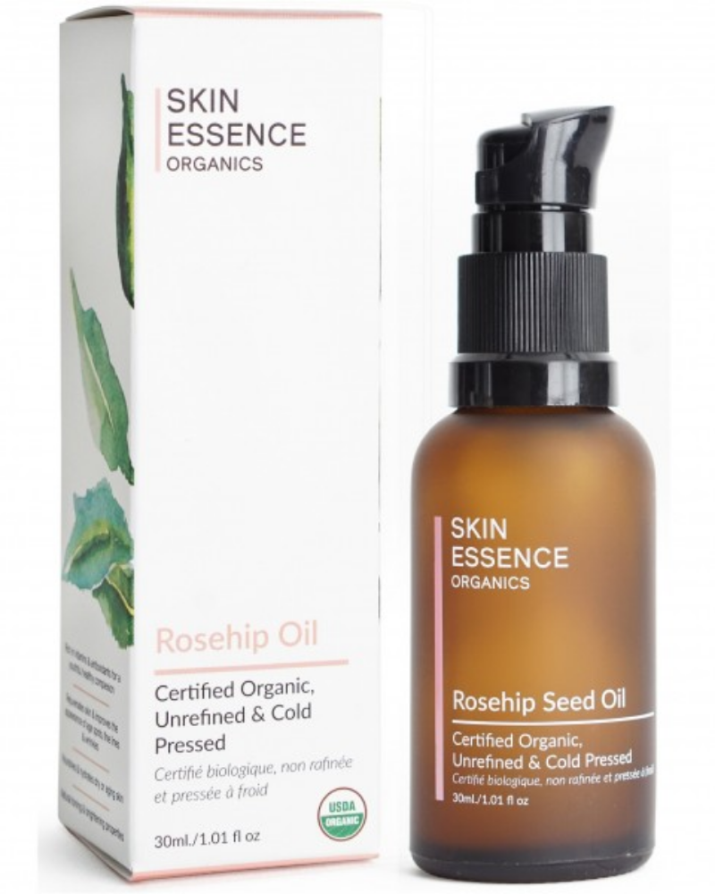 Skin Essence Organics 100% pure certified organic Rosehip Oil is cold pressed and contains one of nature’s richest sources of essential fatty acids (Omega 3 & 6), vitamins and antioxidants.  It can be used for naturally toning the skin, minimizing the appearance of fine lines and wrinkles, brightening the skin’s complexion, and improving the skin's moisture levels, leaving your skin looking radiant and with a healthy glow.  Rosehip Oil also naturally contains vital skin nutrients that studies have shown may
