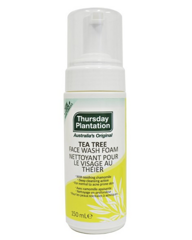 Thursday Plantation Step 1 Tea Tree Face Wash Foam is a natural soap-free foaming cleanser. The cleanser captures the power of Tea Tree Oil to gently remove sebum excess, dirt and makeup without stripping the skin of its natural oils. It leaves the skin looking clearer, fresher and healthier. The foaming, soap free face wash is ideal for combination/oily skin and helps to cleanse acne prone skin.