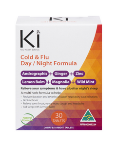 Ki Cold & Flu Day / Night Formula is a multi-herb combination formulation designed to help relieve symptoms and reduce the severity of cold and flu symptoms, with a night formula to help with a better night’s sleep. 