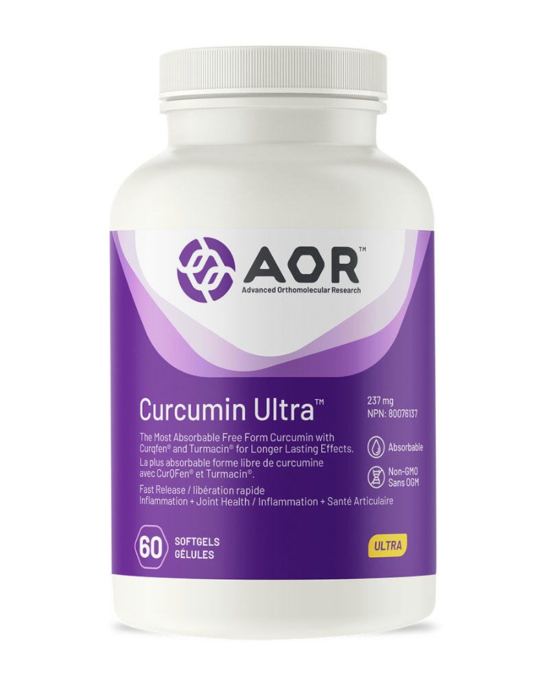 AOR Curcumin Ultra provides unparalleled absorption and bioavailability, resulting in the highest levels of bioactive free form curcumin on the market.  It represents a new approach, combining multiple compounds from turmeric for more well-rounded support.