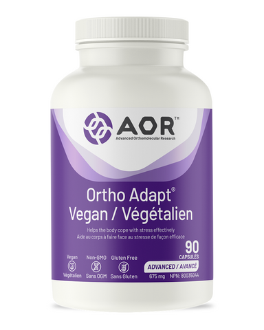 AOR’s Ortho Adapt® Vegan’s  premier adaptogenic formula includes panthenine and botanical adaptogens and it effectively supports the body’s ability to respond to stress and maintain balance. Ortho Adapt® Vegan is especially designed for vegetarians, vegans and those who avoid products sourced from pork.