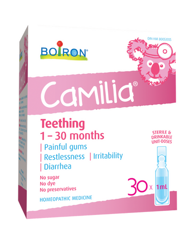 Boiron Camilia is homeopathic medicine used to relief of pain, restlessness, irritability and diarrhea due to teething.