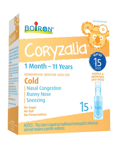 Boiron Coryzalia is homeopathic medicines used for the relief of cold and cold symptoms such as nasal congestion, runny nose, acute rhinitis, recurrent, infectious or allergic.