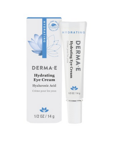 Deeply hydrate delicate skin around your eyes while reducing the appearance of crow's feet with the Derma E Hydrating Eye Creme. Hyaluronic Acid (HA), also known as nature's moisture magnet, has the ability to hold up to 1,000 times its weight in water and bind moisture to skin to help soften, smooth, tone and re-hydrate. Only Derma E has blended the unmatched hydrating properties of HA, with antioxidants Pycnogenol® and Green Tea, moisturizing Jojoba Oil and nourishing Vitamins A, C and E into a rich, nour