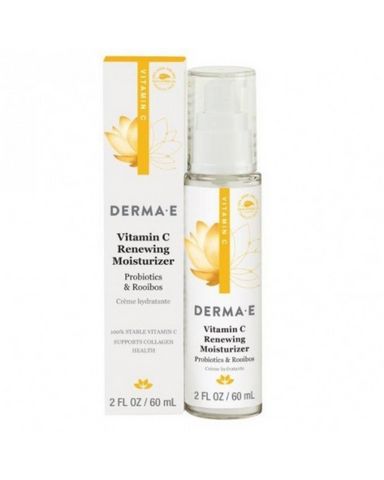 ﻿This lightweight, radiance-boosting moisturizer helps to improve the appearance of uneven skin tone, fine lines and wrinkles. Probiotics and Rooibos work harmoniously with nonoxidizing Vitamin C to help shield and strengthen your skin’s natural defenses.   Derma E uses a stable form of Vitamin C that won’t evaporate or alter before absorbing into your skin, to work better for you, naturally.