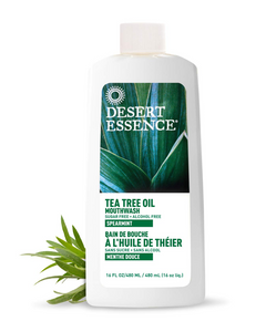 Flavoured with natural spearmint, this effective mouthwash features the inherent antiseptic properties of pure, Eco Harvest® Tea Tree Oil. Recommended by many dentists.