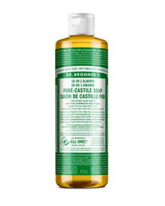 Dr. Bronner's Almond Organic Pure Castile Liquid Soap brings the warmth and coziness of home and hearth into your shower like their heavenly almond scent. All oils and essential oils are certified organic to the National Organic Standards Program. Packaged in 100% post-consumer recycled plastic bottles.