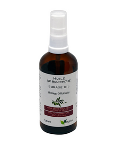 Makes the skin supple and more resistant to external agressions.  Its anti-aging effect also provides for a more youthful skin.  It also improves eczema and other skin disorders.  Its virtues do not stop there: Borage oil is also effective in the treatment of damaged nails and hair brittle.  