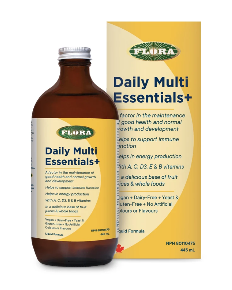 Flora’s Daily Multi Essentials+ are rich in antioxidants vitamins A, C and E, protecting cells from free radicals, and include a full range of B vitamins for energy production. This comprehensive vitamin and mineral formula also includes a full 400 IU of immune-supporting vitamin D, calcium, and an herbal blend of antioxidant astaxanthin, immune-supporting elderberry, digestion-promoting anise, calming chamomile, and rose hips for extra vitamin C.