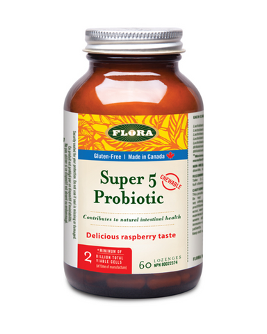 Flora’s Super 5 Plus Probiotic is a great way to boost the friendly bacteria in your system, in a tasty raspberry lozenge. Perfect for daily use, this low potency formula is ideal for young children and those who want to mildly bump up their probiotics. 