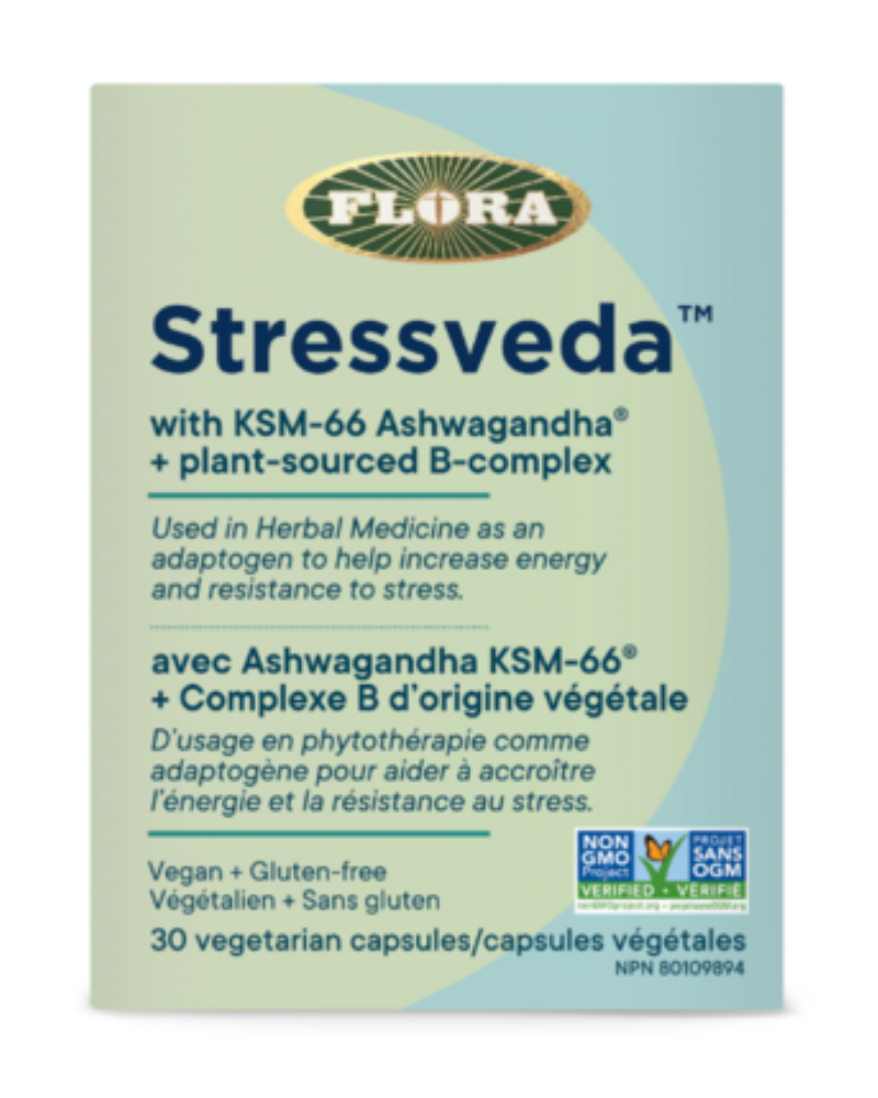 Stressveda™ combines ashwagandha, one of the most highly treasured adaptogens in Ayurveda, with plant-sourced vitamins. The resulting combination helps increase resistance to stress and helps increase energy in the case of mental and physical fatigue related to stress.