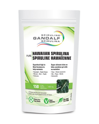 Spirulina is a type of blue green algae rich in protein, carotenoids, essential fats, and trace minerals. It’s also a source of provitamin A, which helps to maintain eyesight, skin, membranes, and immune function, aids the development and maintenance of bones, teeth, and night vision, and is a source of the essential fatty acid gamma-linolenic acid (GLA) for the maintenance of good health. 