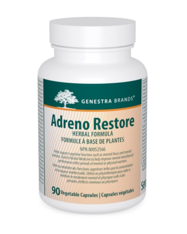 Adreno Restore is a combination of vitamins, minerals, and standardized plant extracts. Rhodiola mediates neurotransmitter activity to help support cognitive function and temporarily relieve symptoms of stress – including mental fatigue and the sensation of weakness. Eleuthero, which regulates nervous system responses, is used in Herbal Medicine to help improve mental and physical performance after periods of mental or physical exertion.