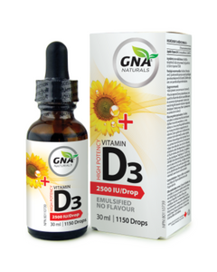 Vitamin D3, also known as the "sunshine vitamin" is an essential fat-soluble vitamin that is naturally present in very few foods. Although classified as a vitamin, it should be considered a prohormone because it is involved in many metabolic processes in the body. GNA Fast Absorb Liquid D3 is emulsified and blended with organic sunflower oil. Vitamin D3 is important as a daily supplement helping with bone health, immune function, cell production, mood and hormone health.