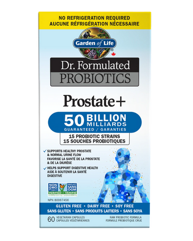 Dr. Formulated Probiotics Prostate + is a unique probiotic formula combined with clinically studied Organic Flowens® Cranberry. Just 2 capsules a day support men’s prostate health and normal urine flow.
