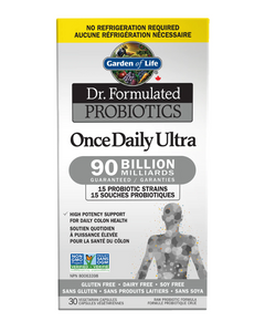 Once Daily Ultra—a unique formula with a high probiotic count—90 billion CFU—that is doctor-formulated especially for powerful daily colon support.