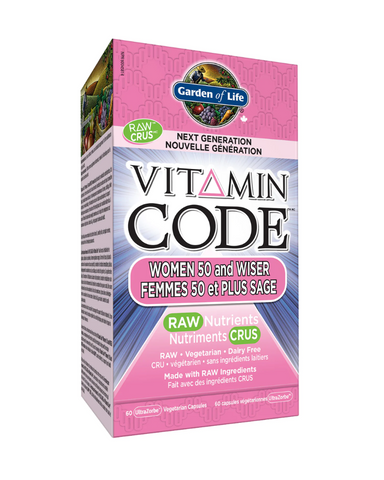 Vitamin Code™ Women 50 & Wiser Formula is a comprehensive vegetarian multi-vitamin with RAW food created nutrients, offering an extremely synergistic blend of vitamins and minerals for extraordinary health and vitality.