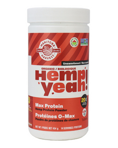 With 20g of plant protein per serving, Hemp Yeah! Max Protein is the perfect plant-based protein, offering all essential amino acids. Mild tasting with a creamy texture, it’s delicious added to your favorite smoothie recipe and made with only two ingredients. Try blending with Hemp Yeah! Hemp Milk and fruit for a tasty smoothie – great for athletes!