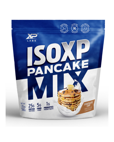 Looking for a pancake mix that fits your gluten-free and paleo lifestyle? ISO XP Pancake Mix has you covered! This high-protein, high-fiber mix is easy to make and tastes great. It’s perfect for breakfast, lunch or a snack on the go. Just add water and enjoy! XP Labs ISO XP Pancake Mix combines gluten-free oat flour and prebiotic inulin fiber with grass-fed, pasture-raised whey protein isolate, to provide a clean, smooth gluten-free and paleo-friendly protein pancake mix.