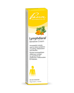Lymphdiaral® Sensitive Cream is a homeopathic remedy used to relieve symptoms of swelling, inflammation and infection such as pain, fever and swollen lymph nodes due to injury or recurring conditions such as earaches, tonsillitis and sinusitis. It has been used worldwide for over 40 years and has excellent tolerability. It can be used for patients as young as 2 years old.