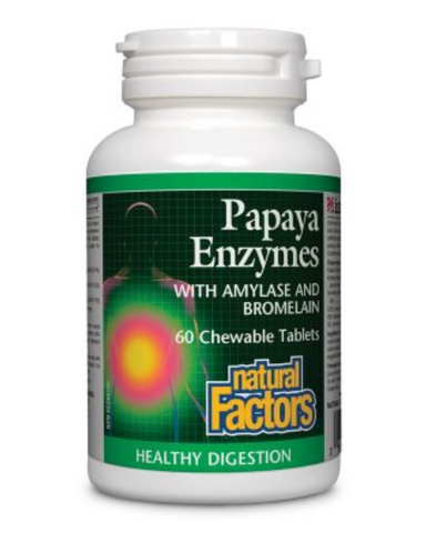 Natural Factors - Chewable Papaya Enzymes with Amylase and Bromelain - 60 tablets