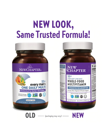 Every Man's One Daily 55+ Multivitamin delivers Astaxanthin from organic Algae, Vitamins C, E, and D3, fermented Selenium and Saw Palmetto to support overall wellness for men aged 55+.* It is Iron-free and whole-food fermented. And our fermentation process unleashes Beta-Glucans, Nature's own immune boosters, for your benefit.