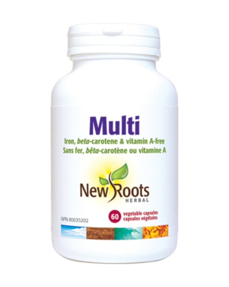 New Roots Herbal’s Multi is the ideal vitamin and mineral supplement to form the foundation for excellent health. Even the most balanced of diets may have nutritional shortcomings. Multi contains therapeutic amounts of the vitamins and minerals necessary to maximize the digestion and intestinal absorption of critical nutrients.