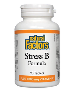 Natural Factors Stress B Formula contains a unique blend of B vitamins plus 1000 mg of vitamin C to help combat the negative effects of stress and for the maintenance of good health. B vitamins help enzymes in the body and are involved in energy production and red blood cell formation.