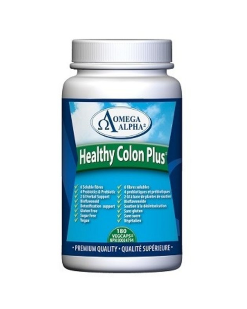 An ideal colon cleansing and detox support supplement, Omega Alpha's Healthy Colon Plus is an active blend of fibers (psyllium, flax, glucomman, apple, and citrus) combined with the herbs slippery elm and marshmallow to help revitalize the gut lining during detoxification.