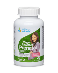 Prenatal Easymulti® Vegan is a comprehensive multivitamin to complement a vegetarian or vegan diet for women during all stages of pregnancy. In one liquid capsule a day, it combines the daily vitamins, minerals, plus Omega-3 from flaxseed oil to support fetal development. 