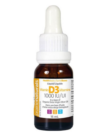 Liquid Sunshine! Prairie Naturals Vitamin D3 1000IU delivers 1,000 IU of vitamin D3 per drop. Prarie Naturals liquid Vitamin D is a convenient, potent option for people of all ages who want the broad spectrum health support of vitamin D. In a base of organic olive oil, this vitamin D3 (cholecalciferol) is presented in a brown glass bottle (to counteract oxidation). Liquid vitamin D is easily absorbed and provides excellent value.