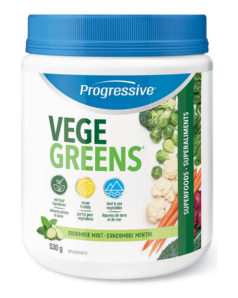 Progressive VegeGreens Green Food Supplement is made from a blend of eight different families.  The eight families in VegeGreens are Plant Oils, Green Food Concentrates, Land Vegetables, Sea Vegetables, Cruciferous Vegetables, Phytonutrients, Herbs & Extracts, and Botanicals.