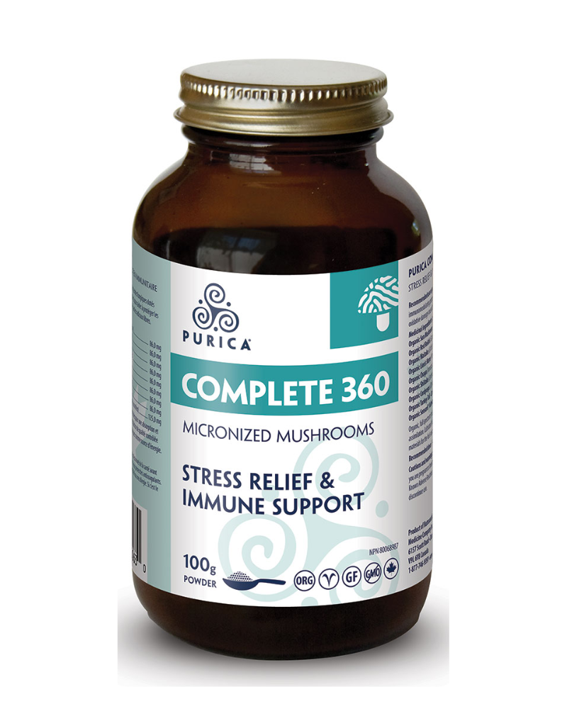 A synergistic blend of Ashwagandha and eight medicinal mushrooms to support immunity, strengthen the body’s response to stress and optimize health. PURICA® Complete 360 will help you manage stress, while improving your immunity, sleep and brainpower. It’s the perfect formulation for a balanced lifestyle and optimized health.
