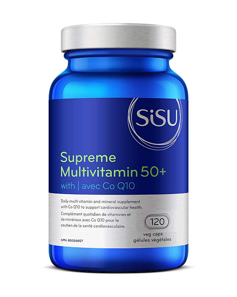 SISU Supreme Multivitamin 50+ provides a full complex of vitamins and trace minerals plus higher levels of B12, vitamin D, magnesium, zinc, and vanadium in addition to lutein for eye health and Co Q10 to boost the energy of the muscles and the heart.
