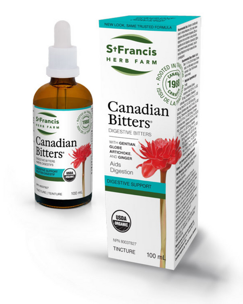 ﻿Relieve your digestive disturbances and support your digestive fire with our unique St.Francis Canadian Bitters formula. Traditionally used in Herbal Medicine: (1) as a digestive tonic and bitter to help stimulate appetite and aid digestion (stomachic); (2) to help prevent nausea (anti-emetic); (3) to help relieve digestive disturbances/dyspepsia.