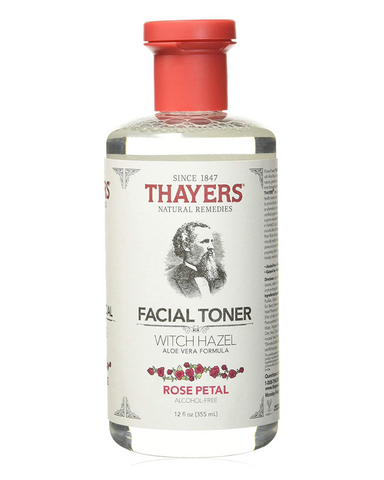 Thayers Rose Petal Alcohol-Free Witch Hazel Facial Toner with Aloe Vera Formula is derived from a time-honored formula, developed by Thayers to cleanse, tone, moisturize, and balance the pH level of skin. In addition to containing pore-cleansing Rose Water and certified organic Aloe Vera, this unique, proprietary blend also contains certified organic, non-distilled Witch Hazel that’s grown exclusively for Thayers on a family farm in Fairfield County, Connecticut. 