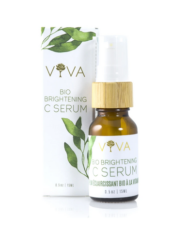 Viva's Bio Brightening C Serum is Vitamin C rich which helps combat signs of hyper pigmentation, dark spots, sunspots, boosts collagen production, and helps brighten up your complexion.  With rosehip oil, sweet almond oil, evening primrose oil, and vitamin e, this serum helps to combat serious dark areas of the skin.